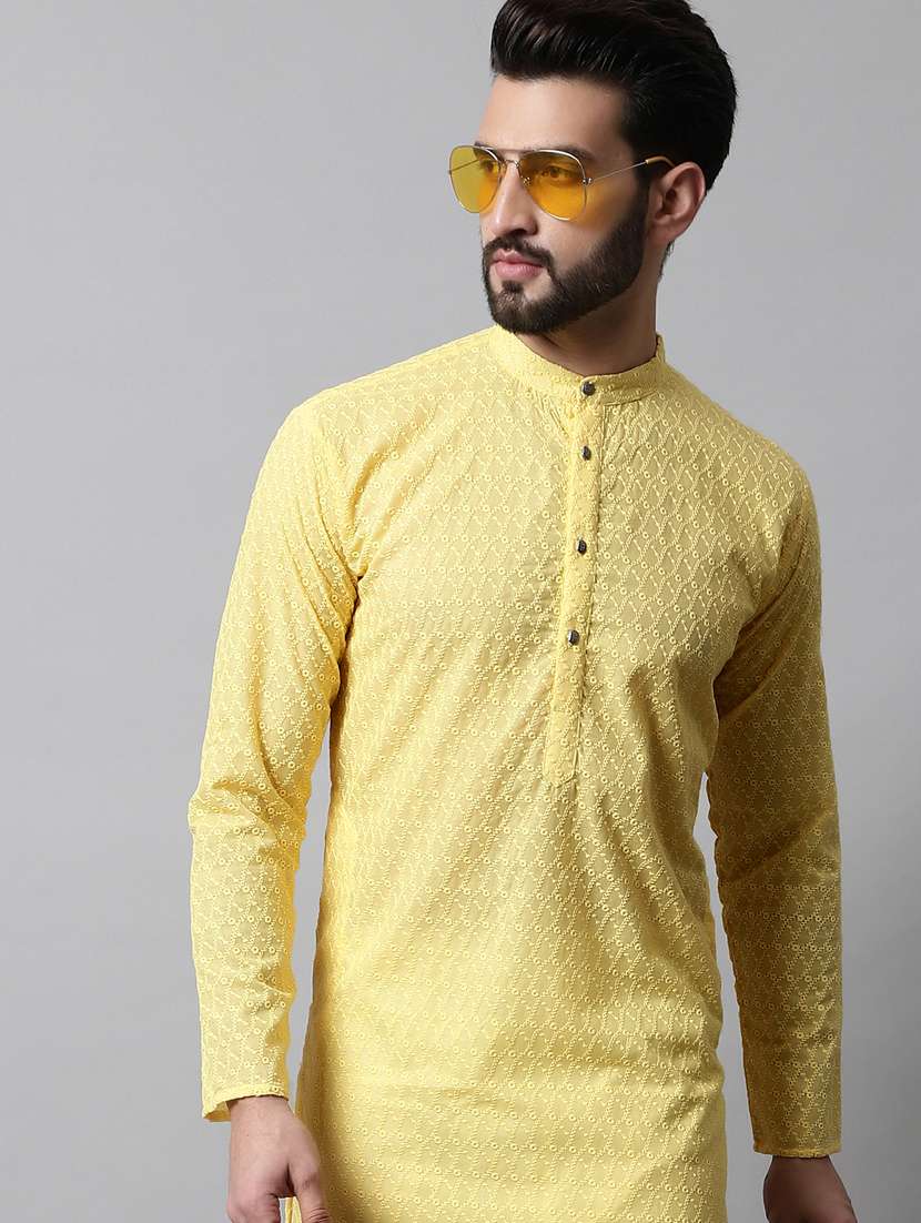 men's embroidered cotton kurta pajama sets  - 19145915 -  Standard Image - 4
