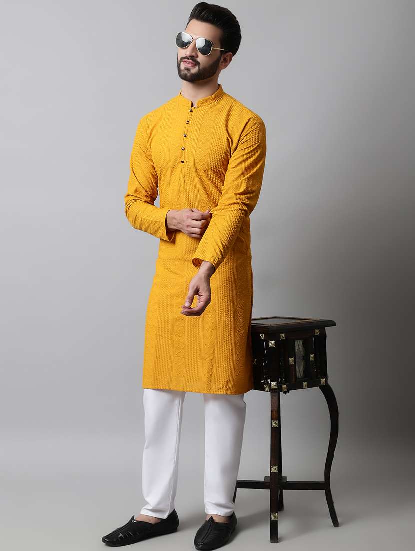 men's embroidered cotton kurta pajama sets  - 19145918 -  Standard Image - 1