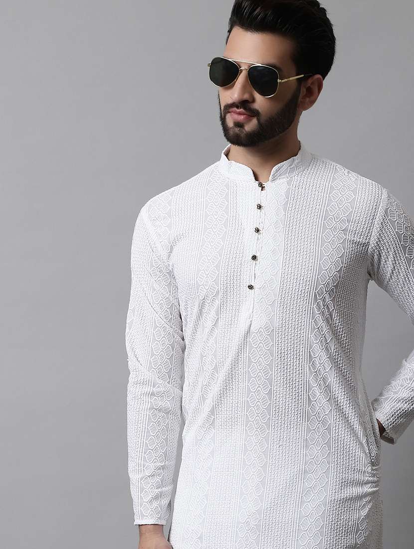 men's embroidered cotton kurta pajama sets  - 19145919 -  Standard Image - 4