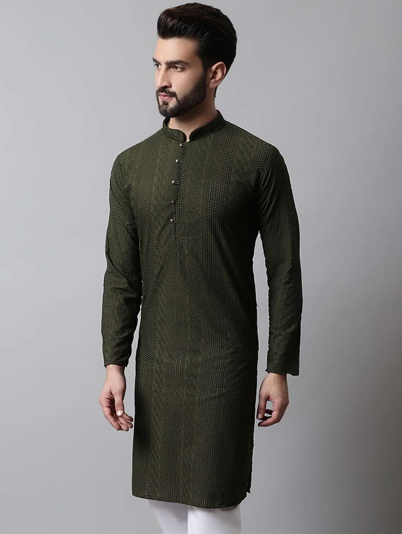 men's embroidered cotton kurta pajama sets 