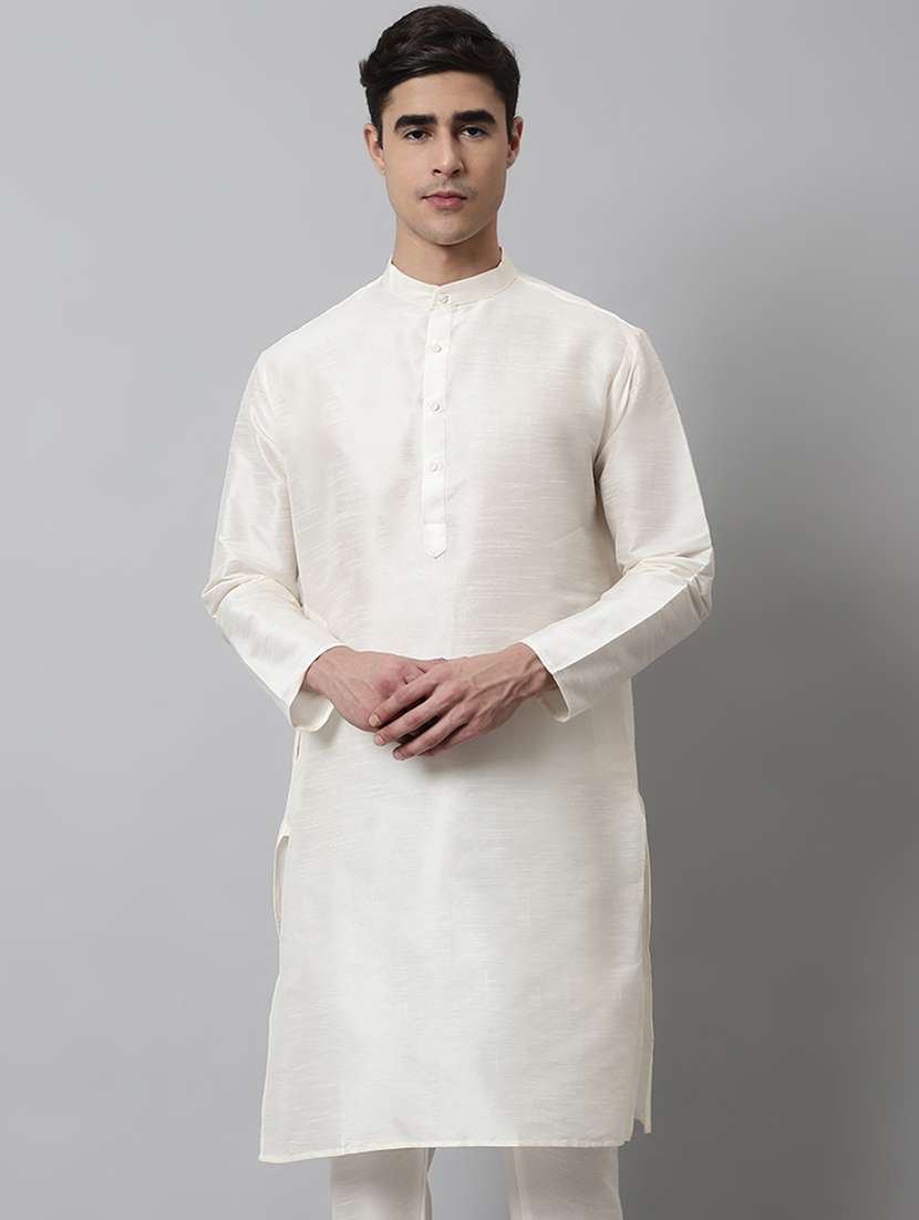 men's solid cotton long kurta 