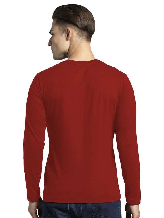 maroon cotton chest print tshirt - 19146761 -  Standard Image - 1