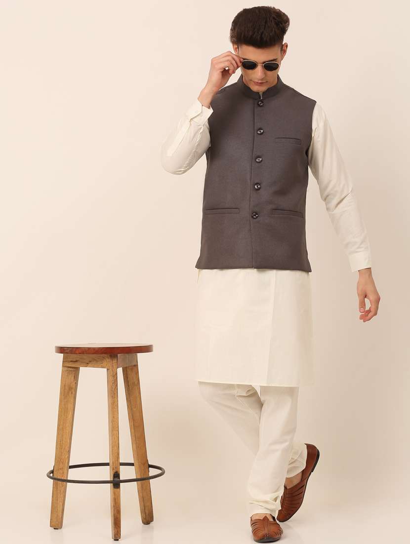 kurta pyjama with nehru jacket - 19147516 -  Standard Image - 1