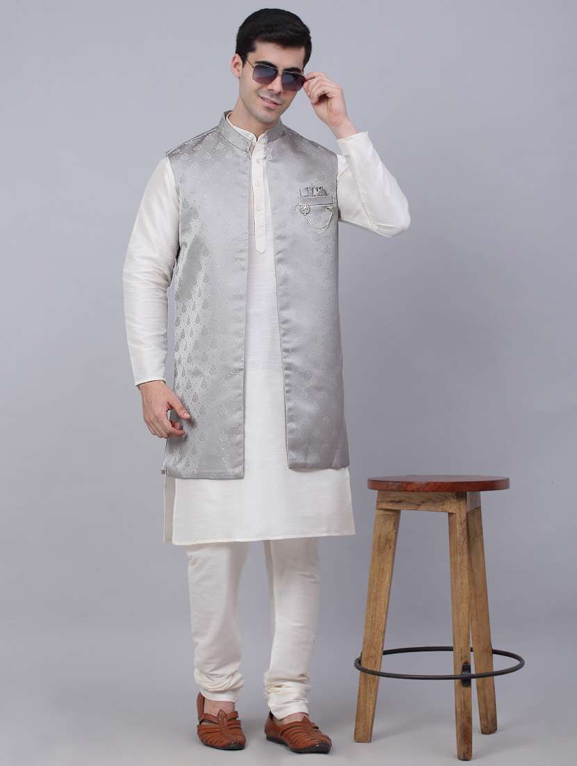 kurta pyjama with nehru jacket - 19147545 -  Standard Image - 1