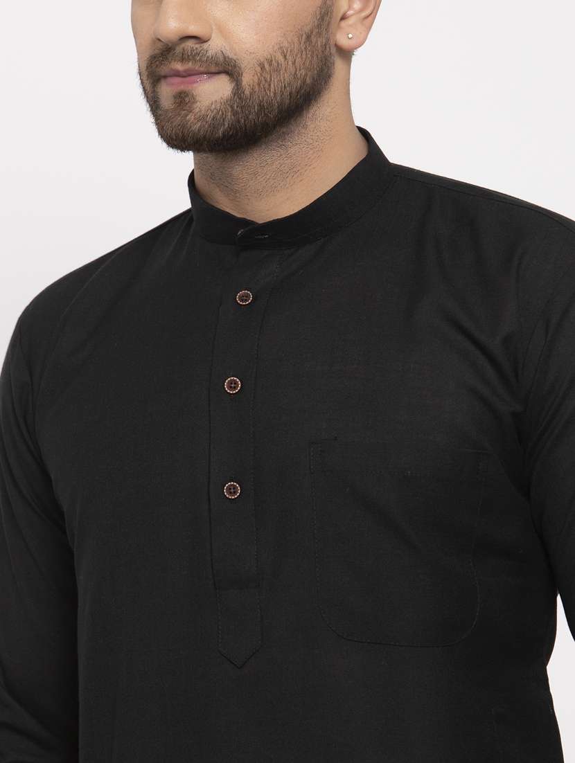 black mandarin collar kurta - 19147562 - Standard Image - 4