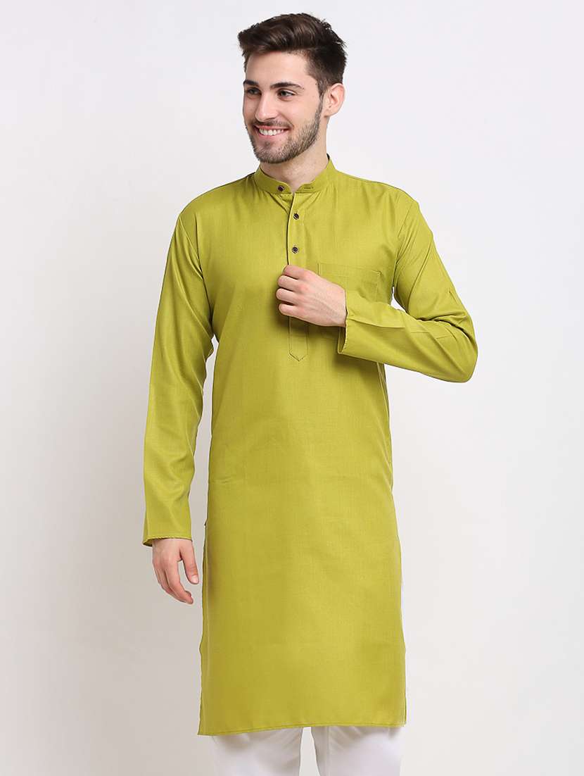 green mandarin collar kurta