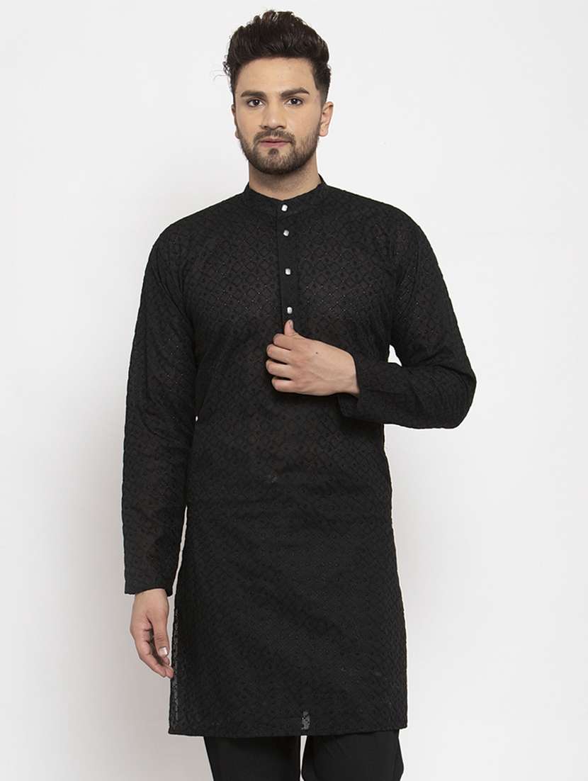 black mandarin collar kurta