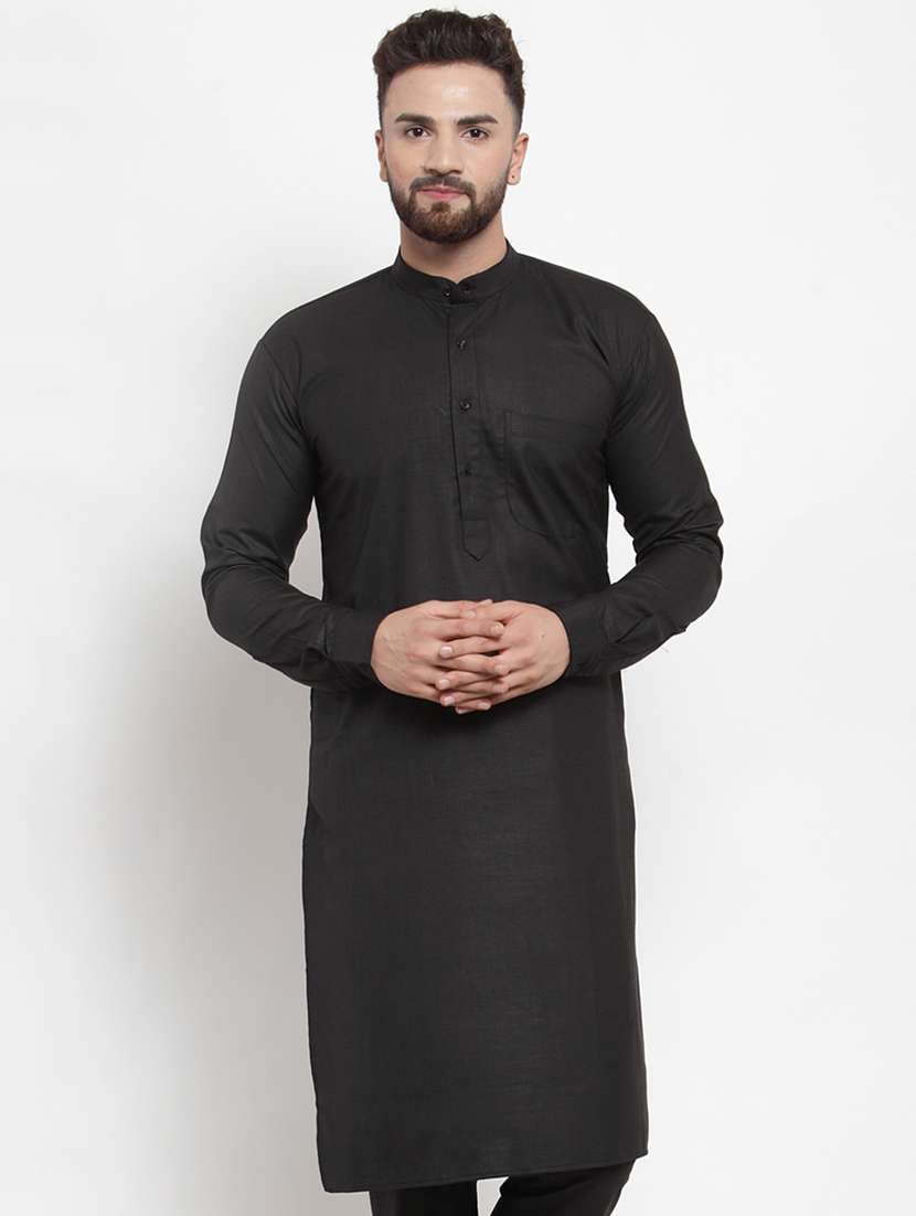 men black solids long kurta