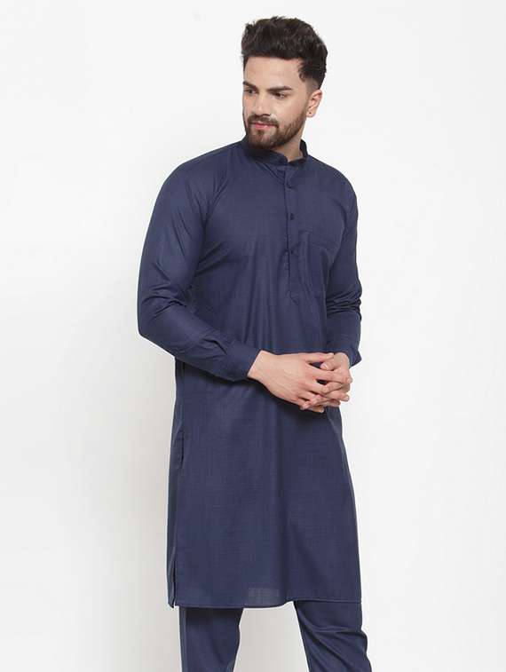 navy blue coloured long kurta - 19147649 -  Standard Image - 1