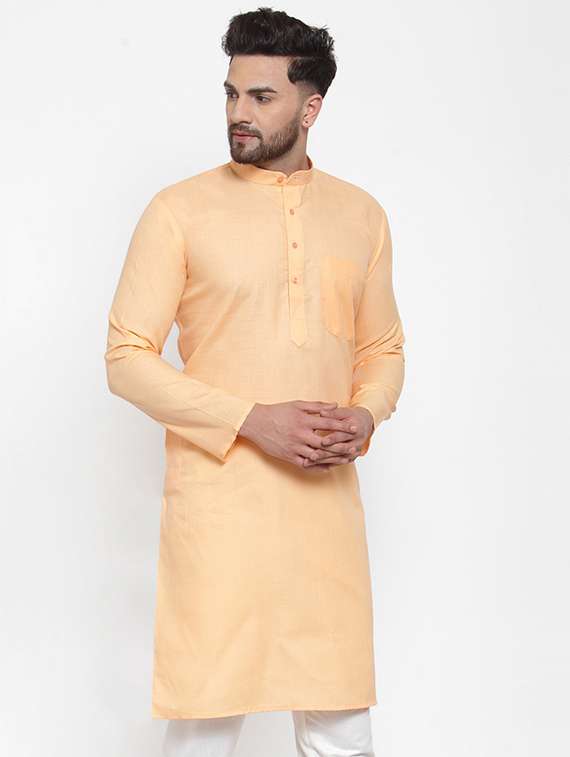 peach coloured long kurta - 19147703 - Standard Image - 1