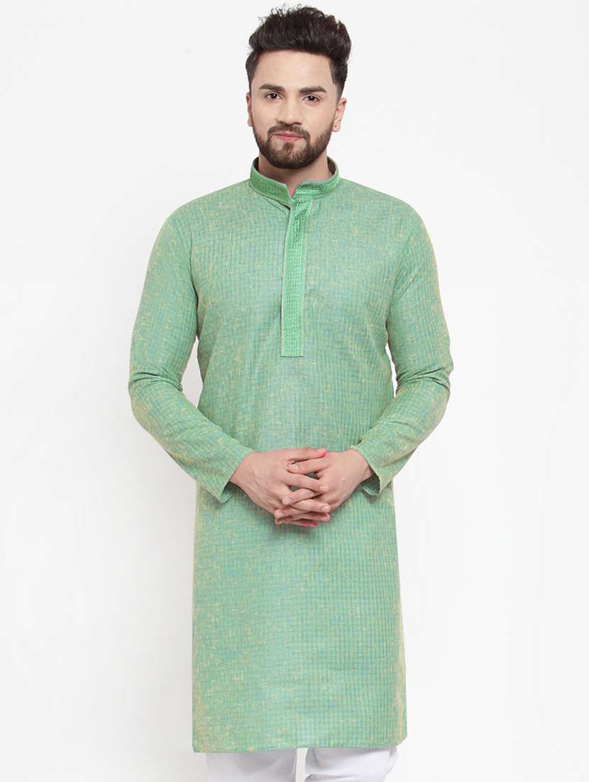 green cotton long kurta