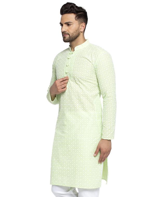 green cotton long kurta - 19147770 - Standard Image - 1