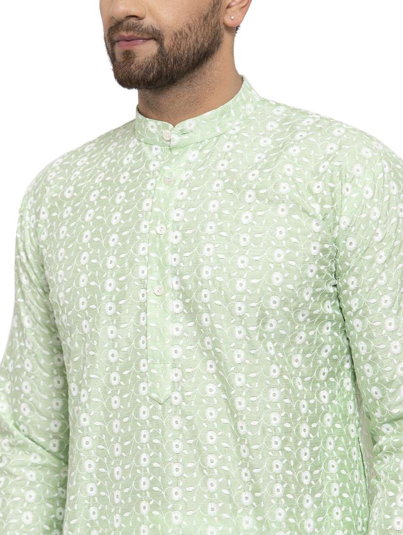 Men Embroidered Mandarin Neck Long Kurta - 19147804 -  Standard Image - 4