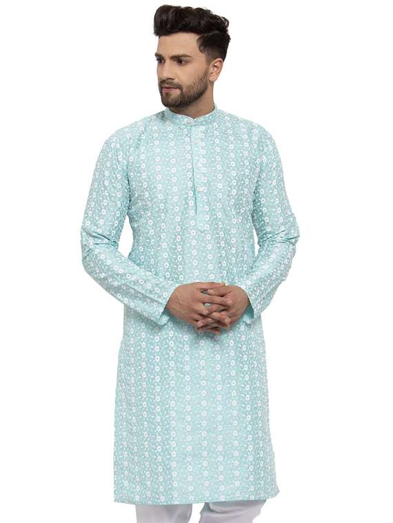 blue cotton long kurta