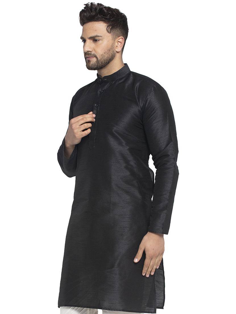 black dupion long kurta - 19147816 -  Standard Image - 1