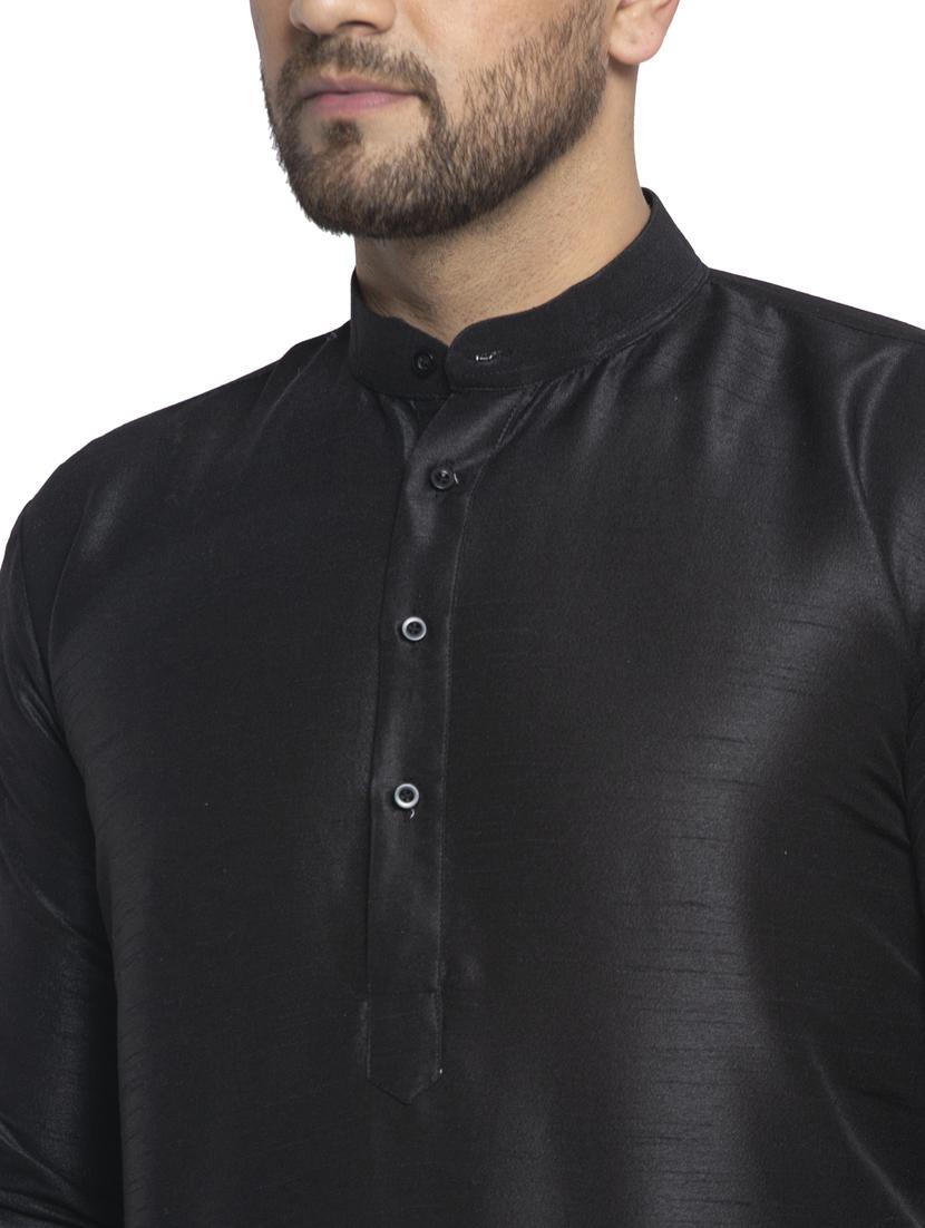 black dupion long kurta - 19147816 - Standard Image - 4