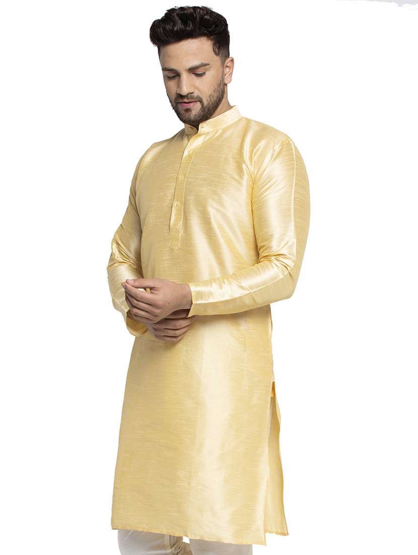 gold dupion long kurta - 19147817 -  Standard Image - 1
