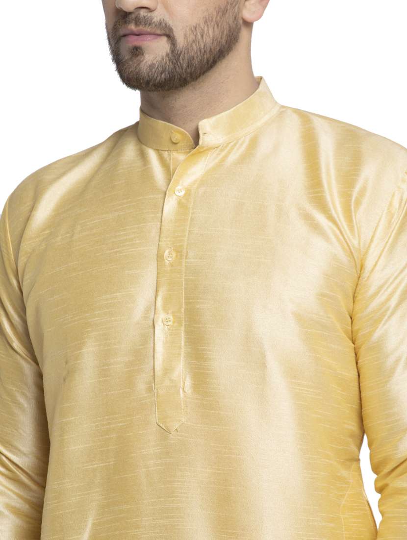 gold dupion long kurta - 19147817 -  Standard Image - 4