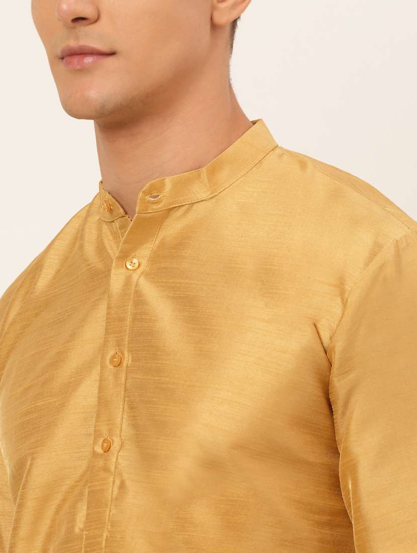 gold dupion long kurta - 19147822 - Standard Image - 4