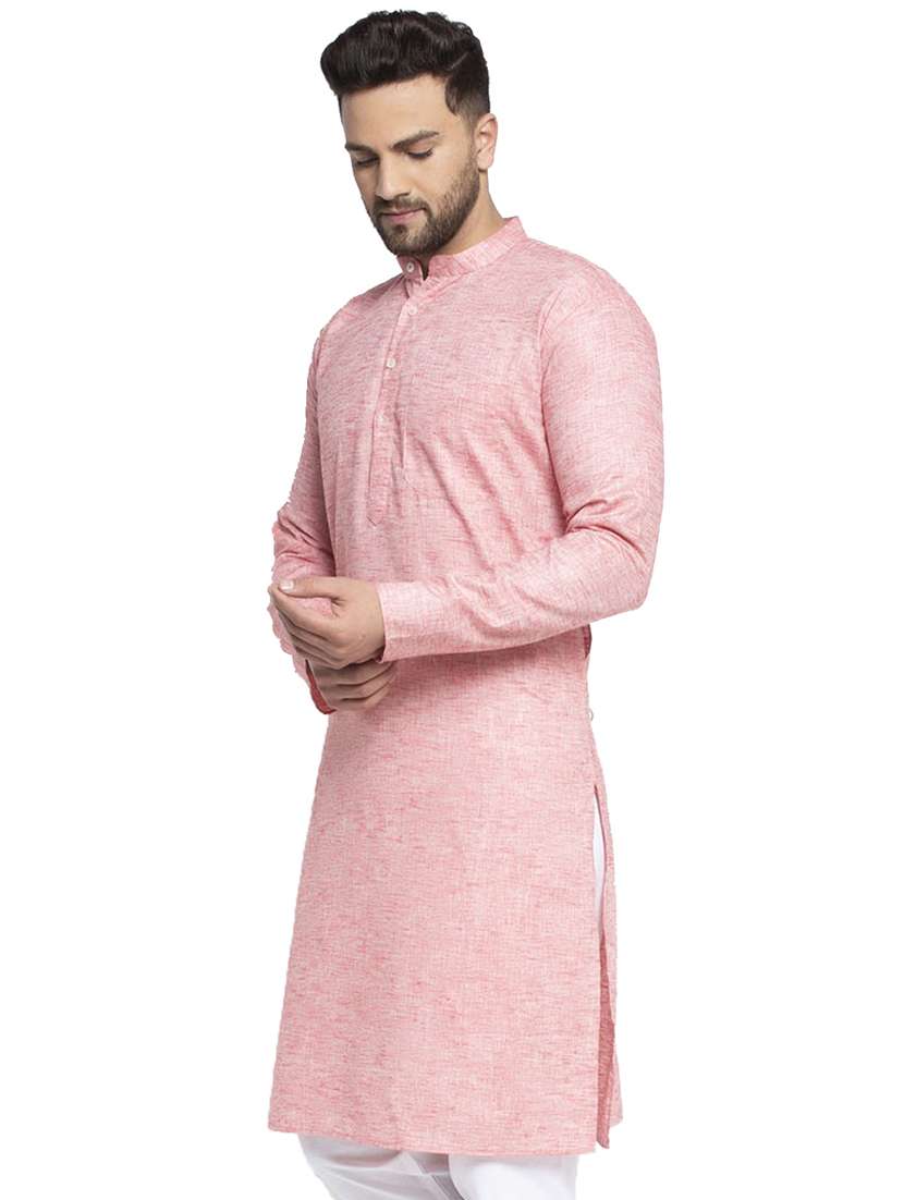 red linen long kurta - 19147834 -  Standard Image - 1