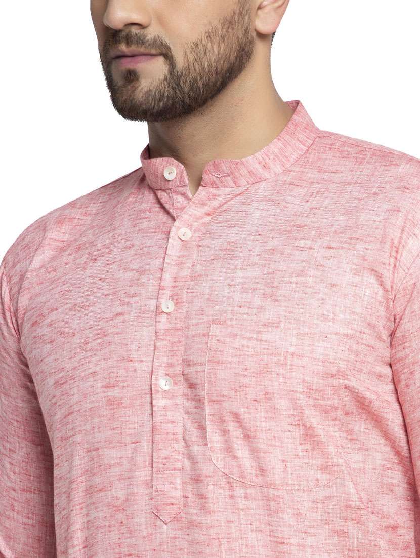red linen long kurta - 19147834 -  Standard Image - 4