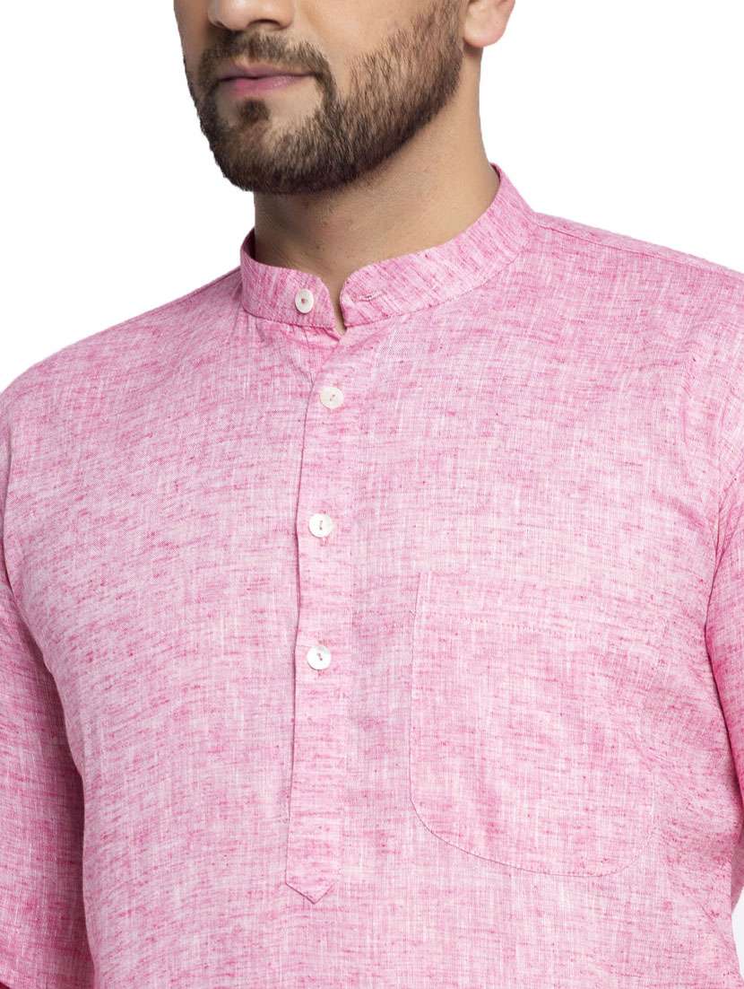pink linen long kurta - 19147838 -  Standard Image - 4