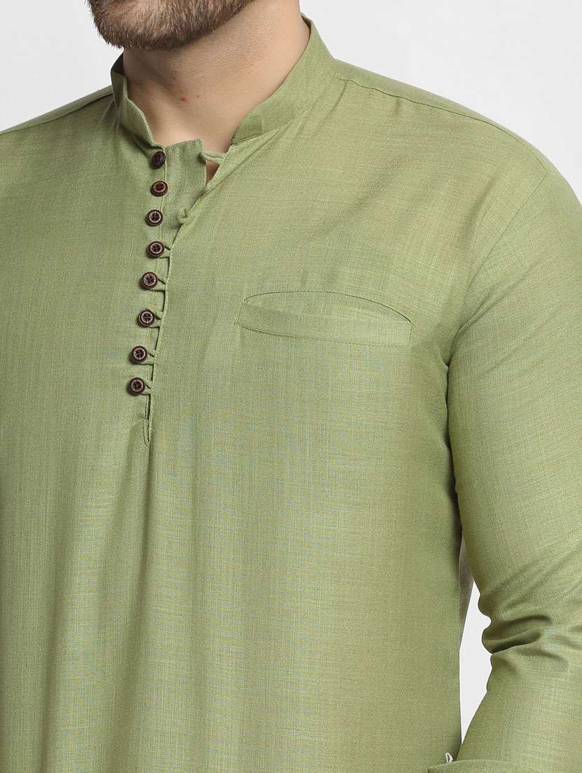 men solid mandarin neck short kurtas - 19147843 -  Standard Image - 4