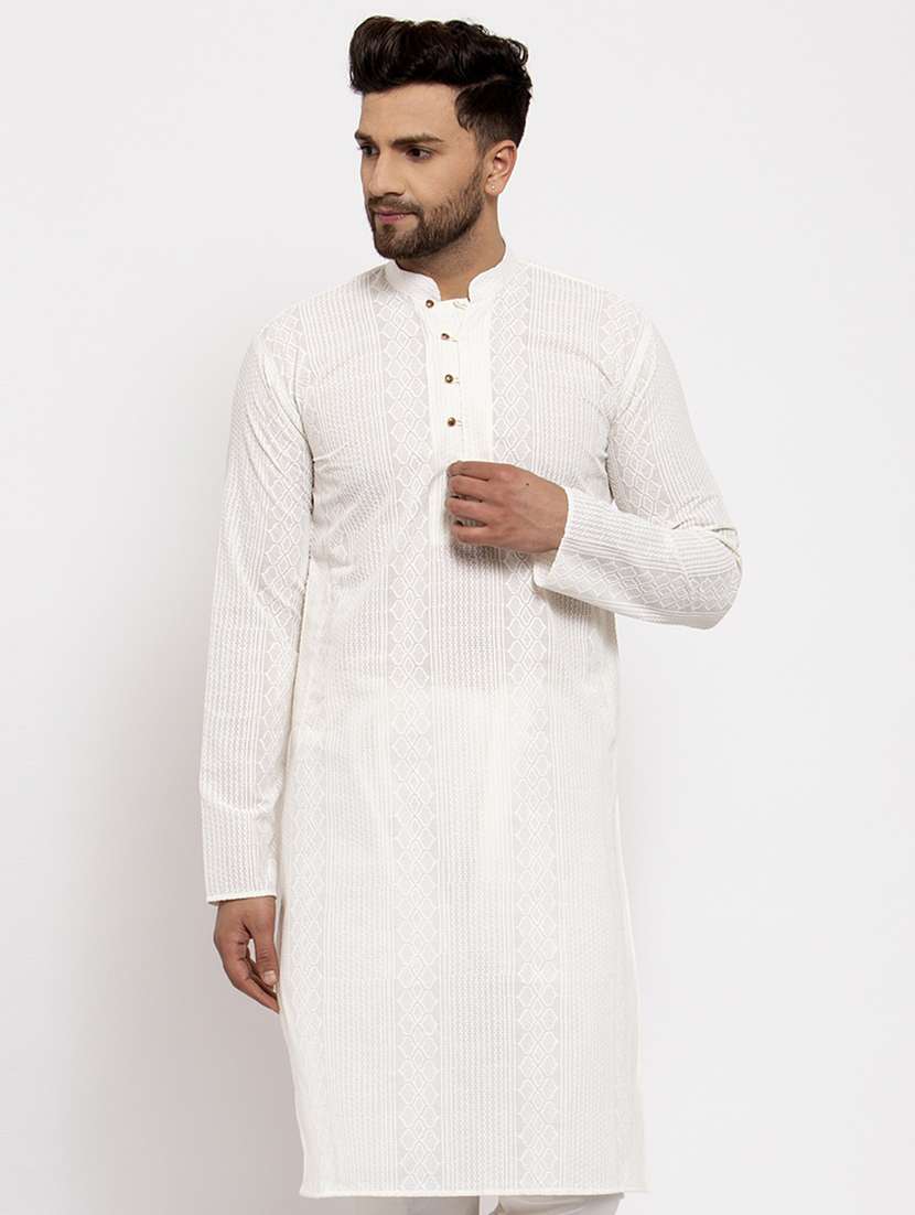 white solid long kurta