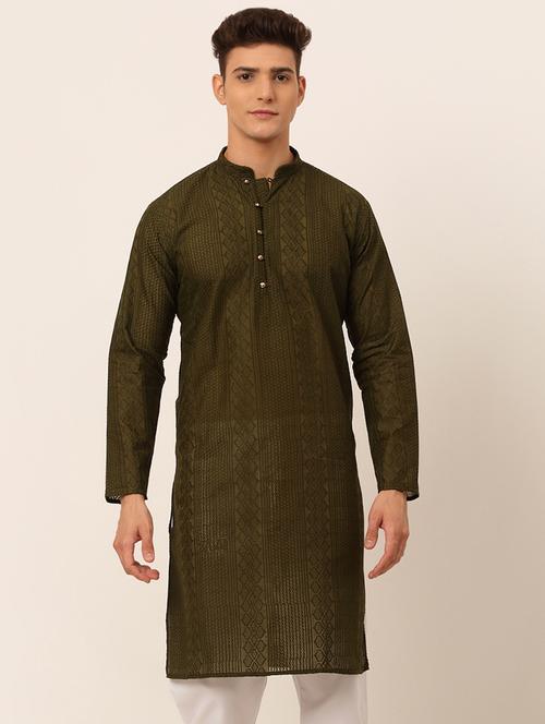 green solid long kurta - 19147851 - Standard Image - 0