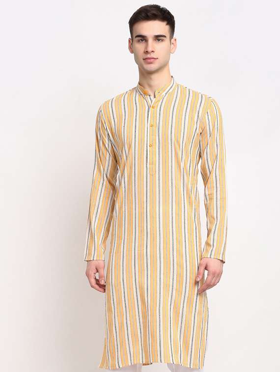 yellow striped long kurta