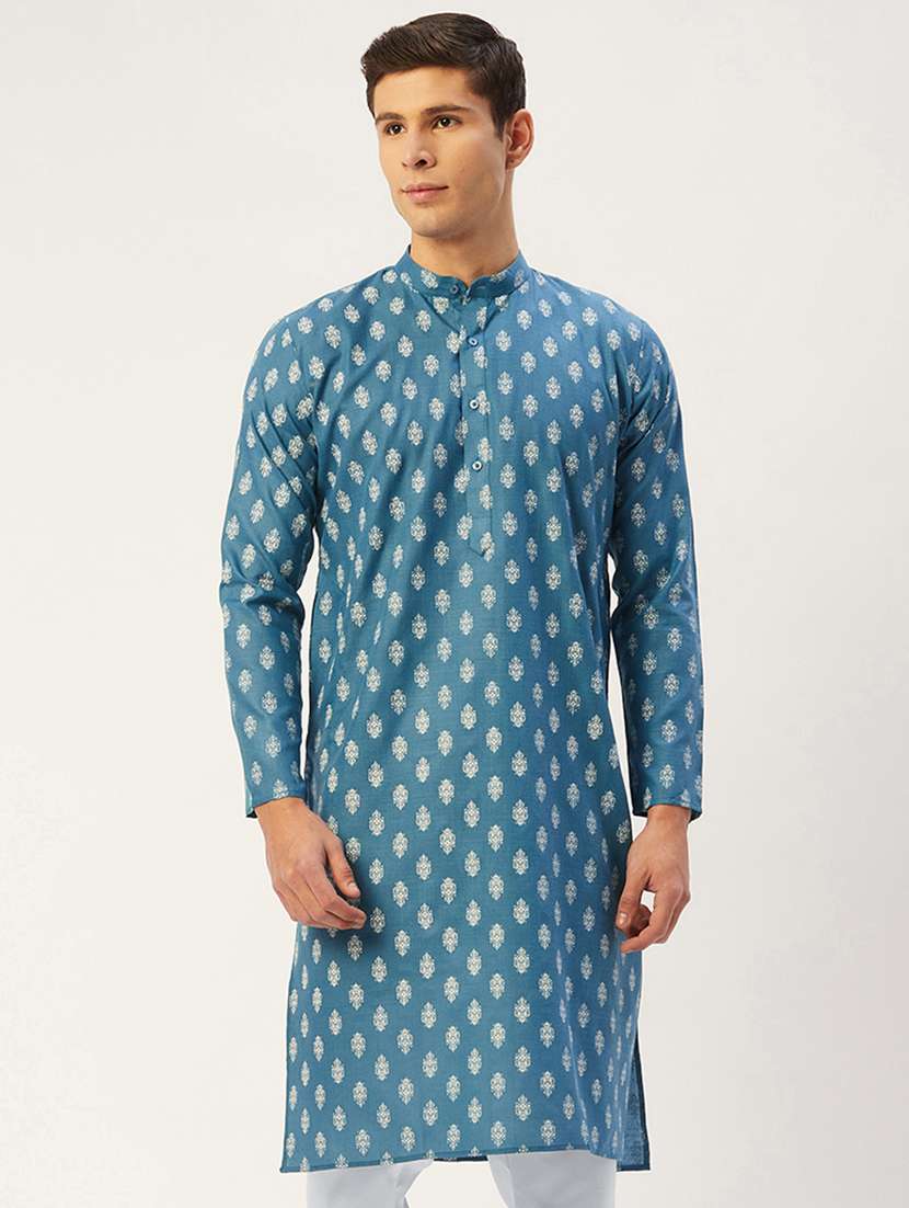 light blue printed long kurta