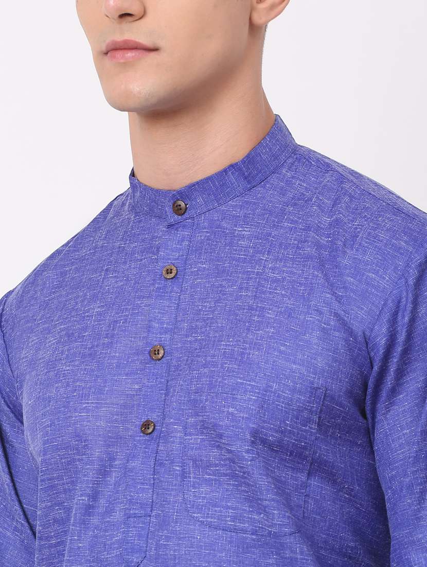 blue self design long kurta - 19147933 - Standard Image - 4