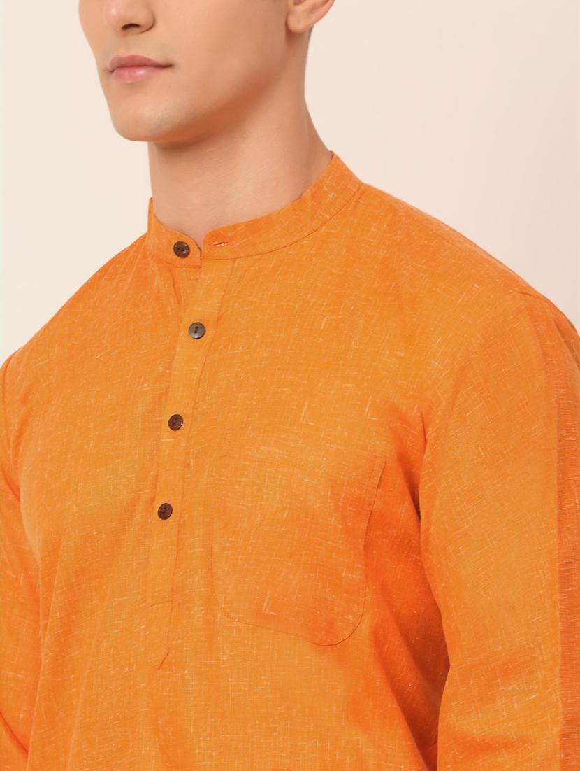 orange self design long kurta - 19147935 - Standard Image - 4