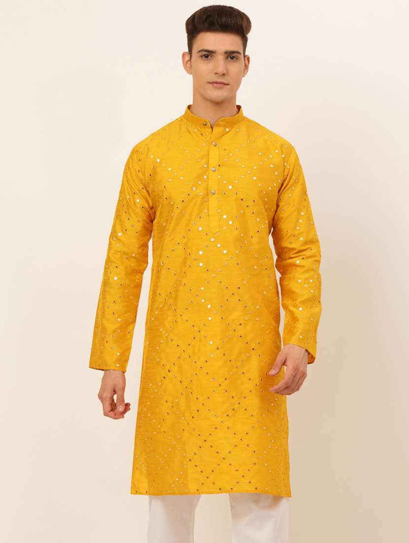 mandarin neck mirror work straight kurta