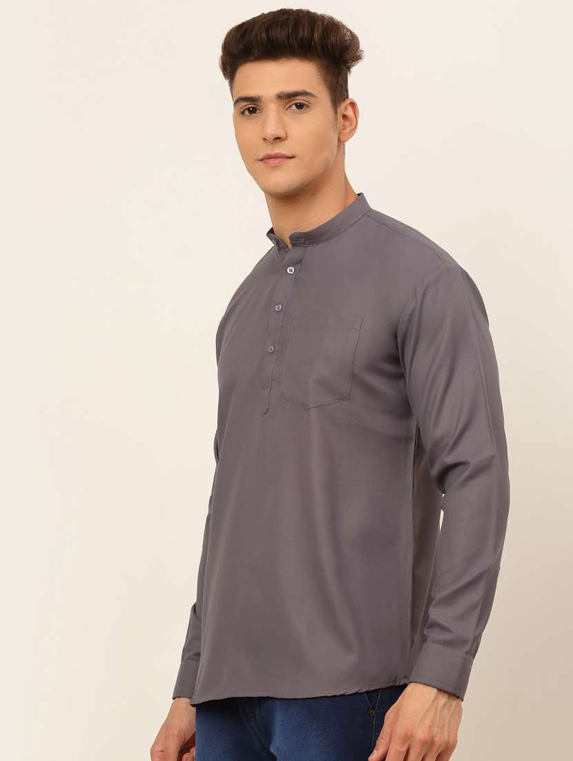 mandarin neck solid straight kurta - 19148022 - Standard Image - 1