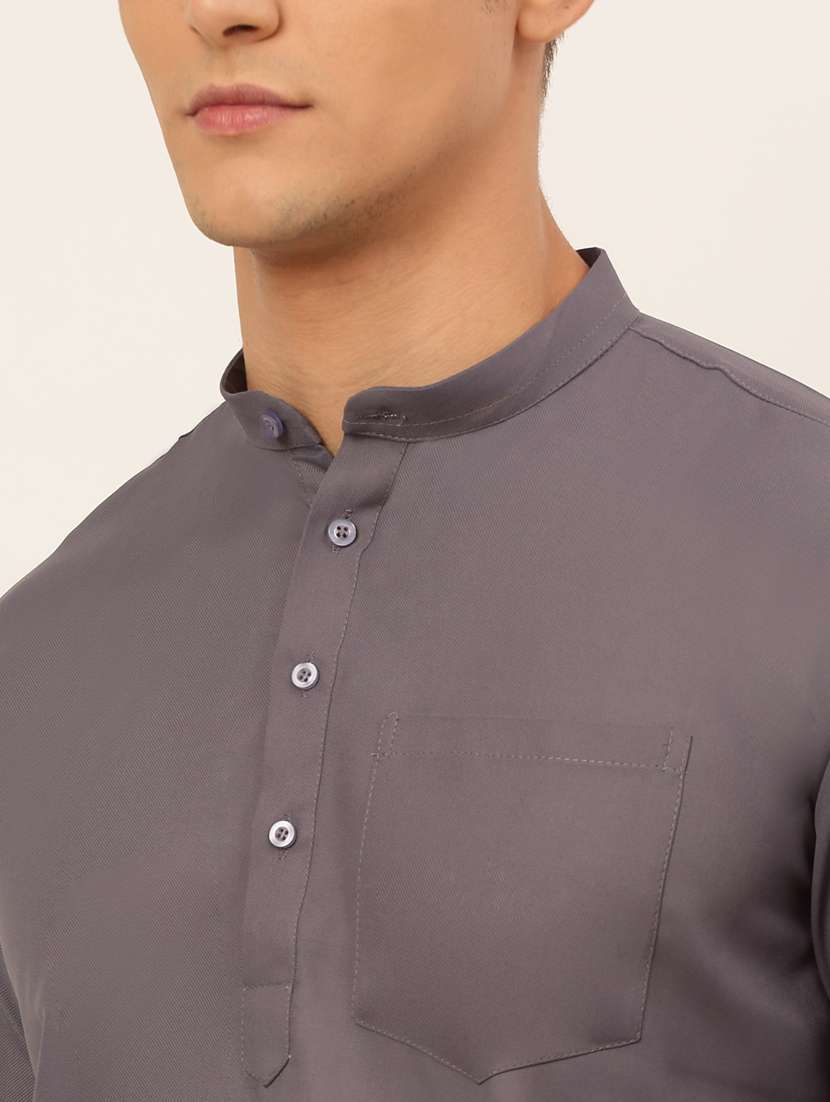 mandarin neck solid straight kurta - 19148022 - Standard Image - 4