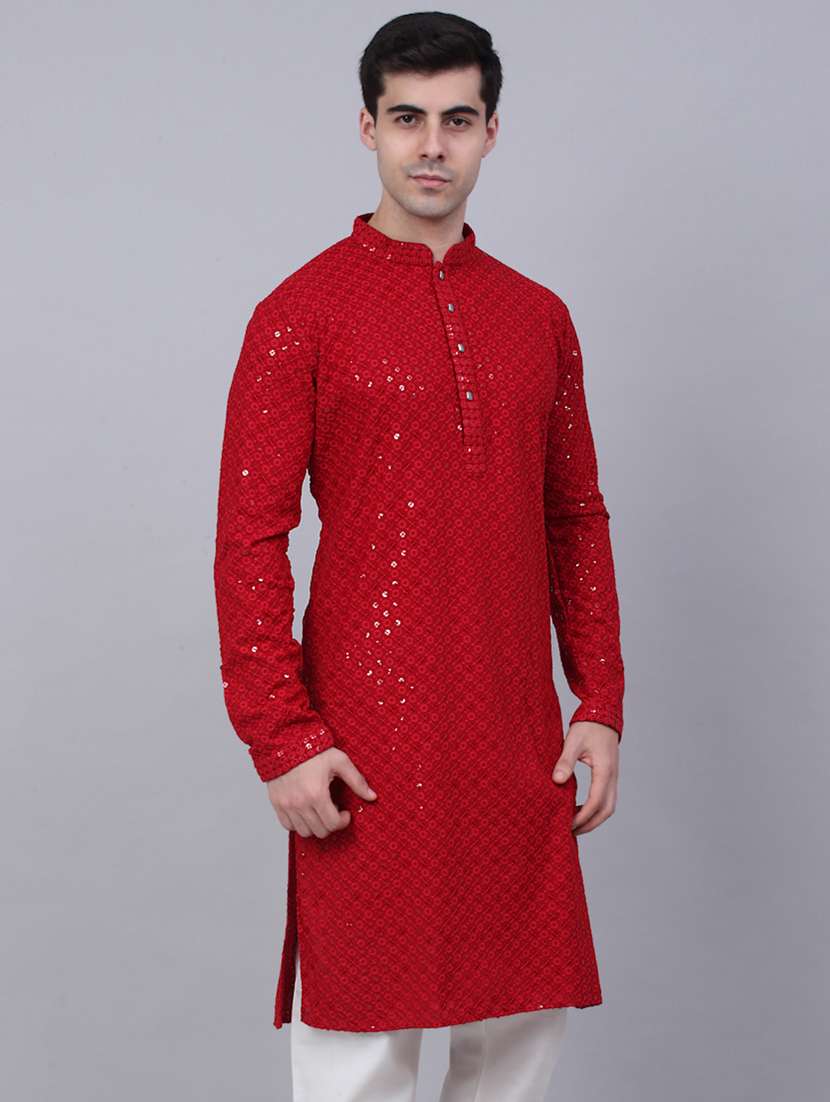 mandarin neck embroidered work straight kurta - 19148032 -  Standard Image - 1