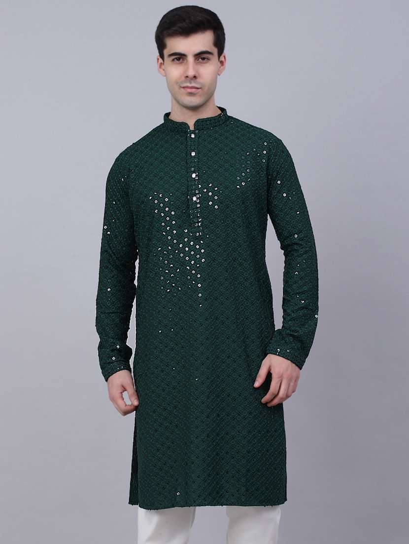 mandarin neck embroidered work straight kurta