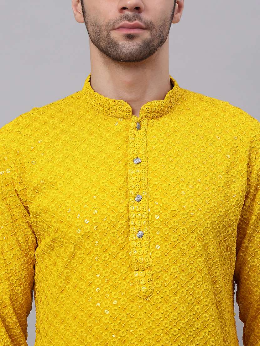 mandarin neck embroidered work straight kurta - 19148037 -  Standard Image - 4