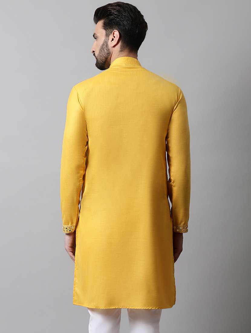 mandarin neck fancy long kurtas kurta - 19148083 -  Standard Image - 1