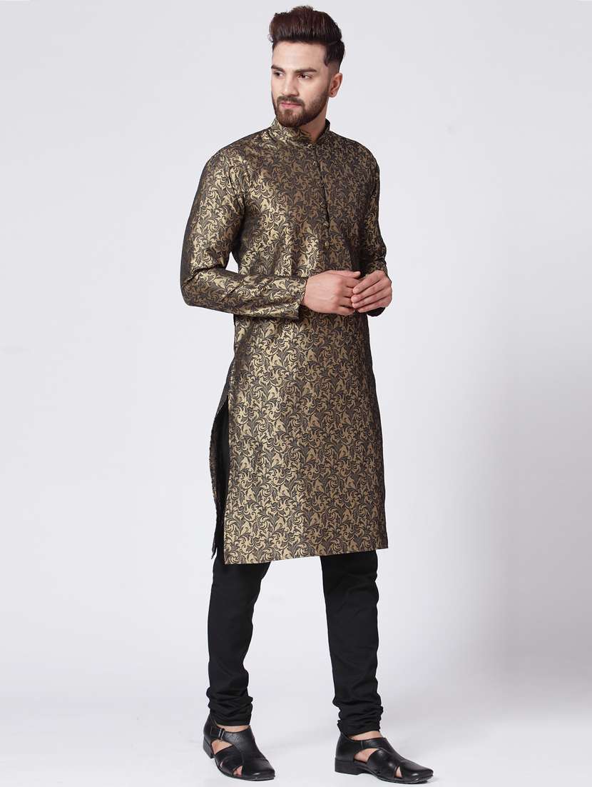 mandarin neck fancy long kurta - 19148156 - Standard Image - 1