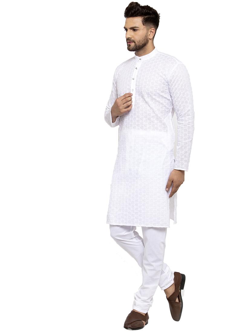 men embroidered mandarin neck kurta pyjama set - 19148198 -  Standard Image - 1