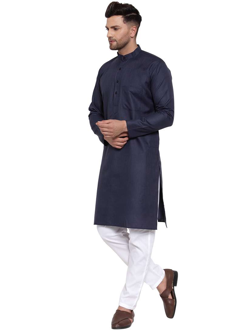 navy cotton kurta pyjama ethnic wear - 19148323 -  Standard Image - 1