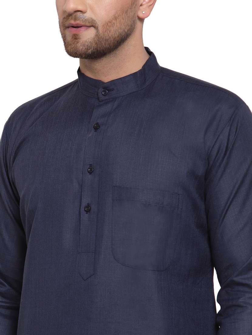 navy cotton kurta pyjama ethnic wear - 19148323 -  Standard Image - 4