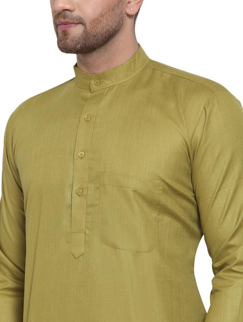 olive cotton kurta pyjama ethnic wear - 19148324 - Standard Image - 4