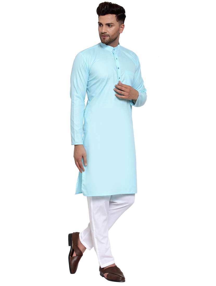 blue cotton kurta pyjama ethnic wear - 19148329 -  Standard Image - 1