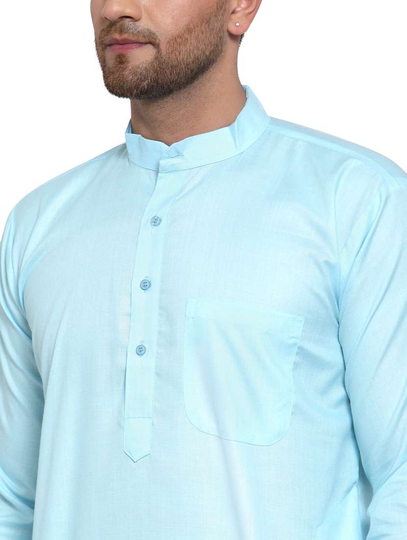 blue cotton kurta pyjama ethnic wear - 19148329 -  Standard Image - 4
