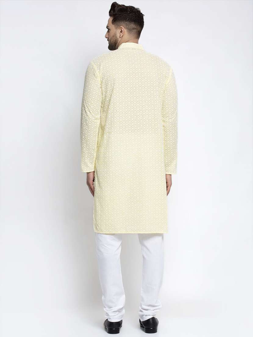 yellow cotton kurta pyjama ethnic wear - 19148389 -  Standard Image - 1