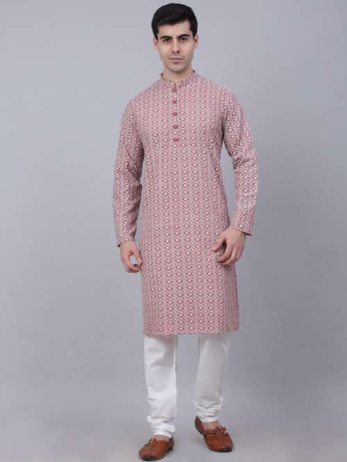 coral cotton kurta pyjama ethnic wear