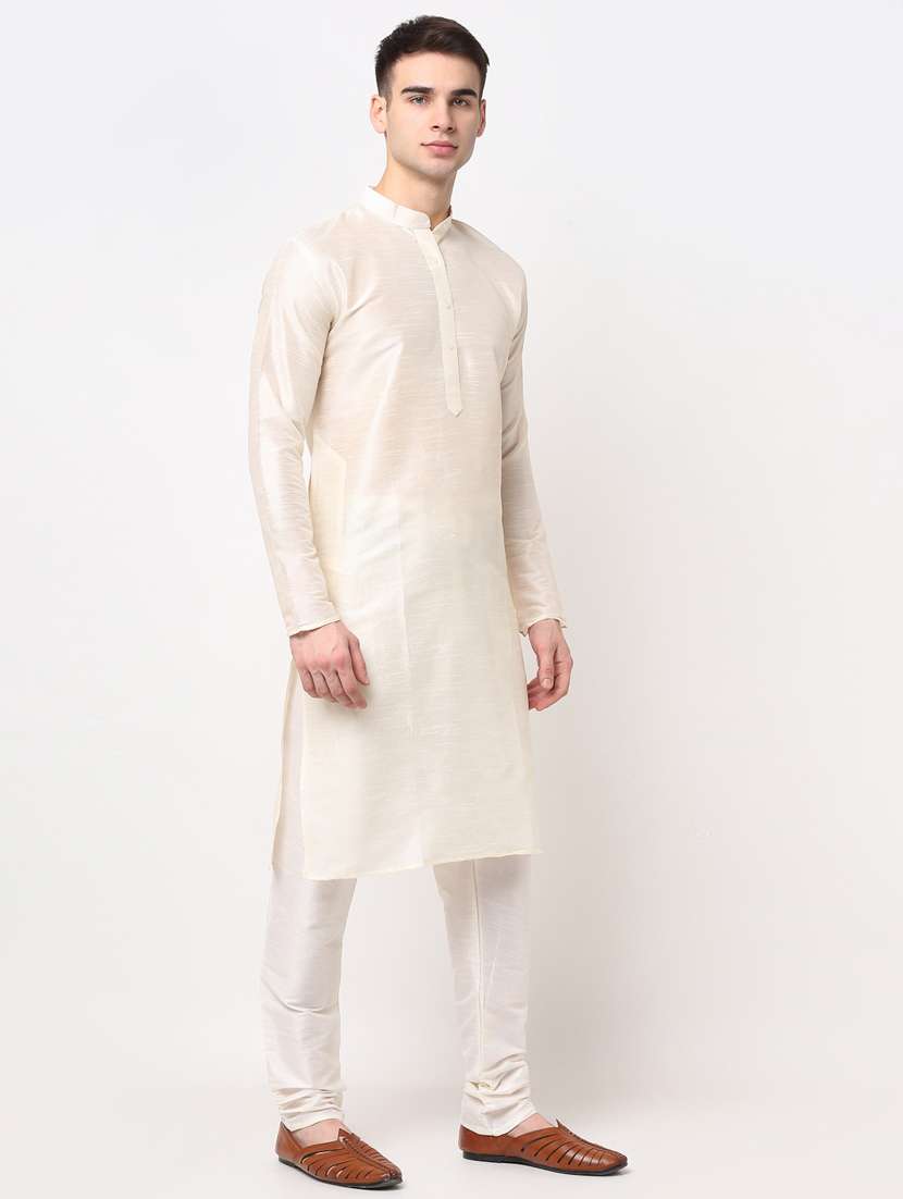 white dupion kurta pyjama ethnic wear - 19148433 -  Standard Image - 1